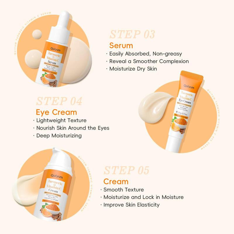 Hydrating Turmeric Skin Care Moisture Set, 1 Set Facial Cleanser & Toner & Serum & Eye Cream & Face Moisturizer & Soap & Makeup Bag & 12Pcs Mud Mask, Moisturizing Skin Care Kit for Women, Hydrate Skin Care Products, Glow Kit, Skin Care Sets